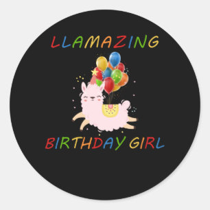 Pegatina Redonda Llama asombrosos globos Fiestas alpaca