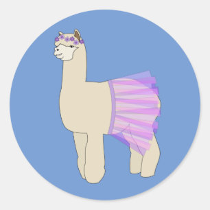 Pegatina Redonda Llama Bailarina ilusima Azul