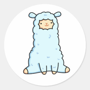 Pegatina Redonda Llama cuta kawaii