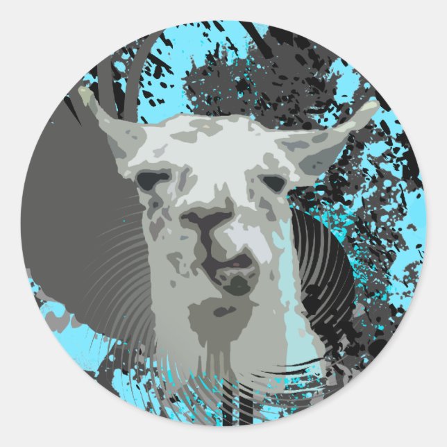 Pegatina Redonda llama de alta fidelidad. (Anverso)