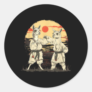Pegatina Redonda Llama de Karate MMA Artes Marciales Kickboxing Jud