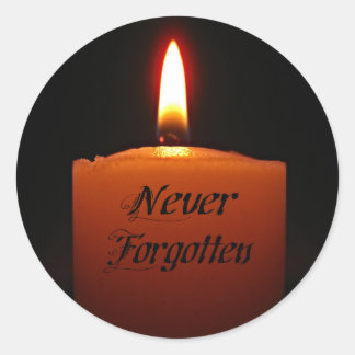 Pegatina Redonda Llama de la velas de recuerdo olvidada nunca