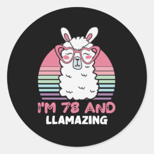 Pegatina Redonda Llama de Llama de 78 años, cumpleaños 78