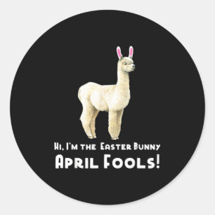 Pegatina Redonda Llama de Pascua Divertida Camiseta del Conejo de P