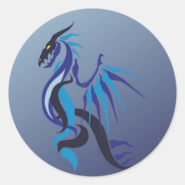 Pegatina Redonda Llama del dragón azul (Anverso)