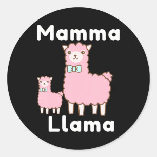 Pegatina Redonda Llama divertida a la Novedad de una mamma rosa lin