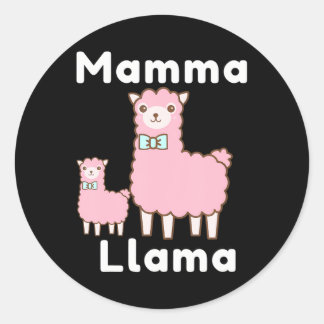 Pegatina Redonda Llama divertida a la Novedad de una mamma rosa lin