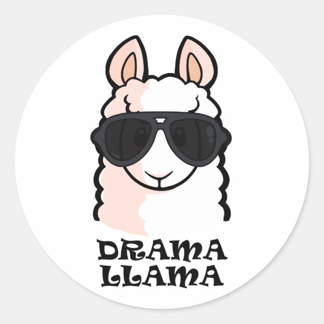 Pegatina Redonda Llama dramática (Anverso)