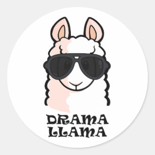 Pegatina Redonda Llama dramática