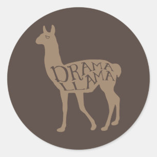 Pegatina Redonda Llama dramática