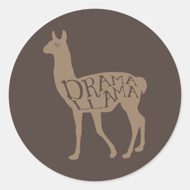 Pegatina Redonda Llama dramática (Anverso)
