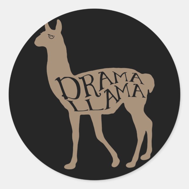Pegatina Redonda Llama dramática (Anverso)
