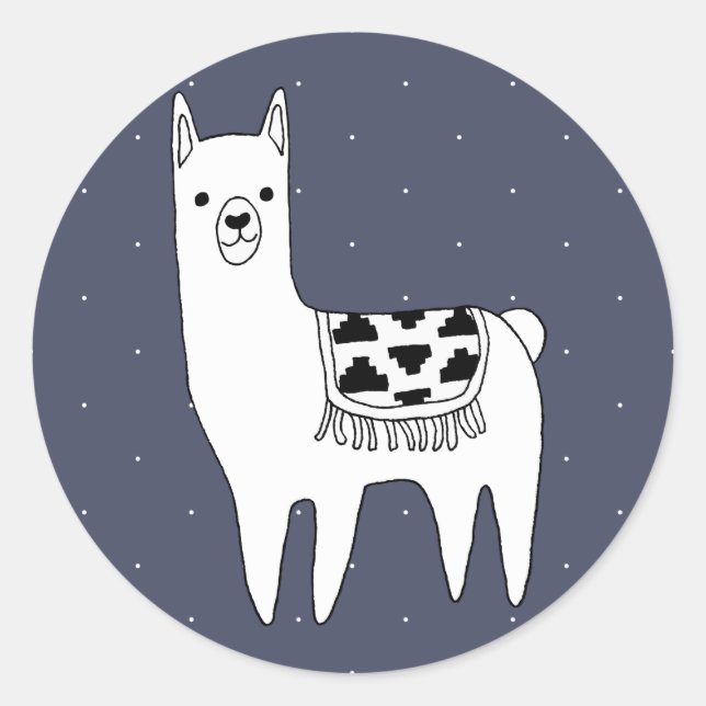 Pegatina Redonda Llama moderna y moderna (Anverso)