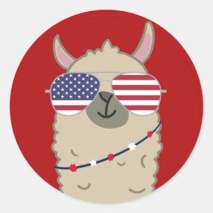 Pegatina Redonda Llama patriótica