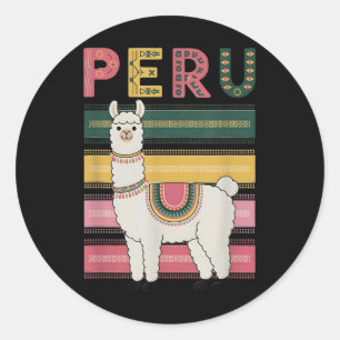Pegatina Redonda Llama peruana cubana de Perú - diseño divertido de