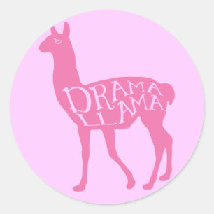 Pegatina Redonda Llama rosada del drama