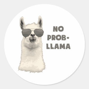 Pegatina Redonda Llama sin problema