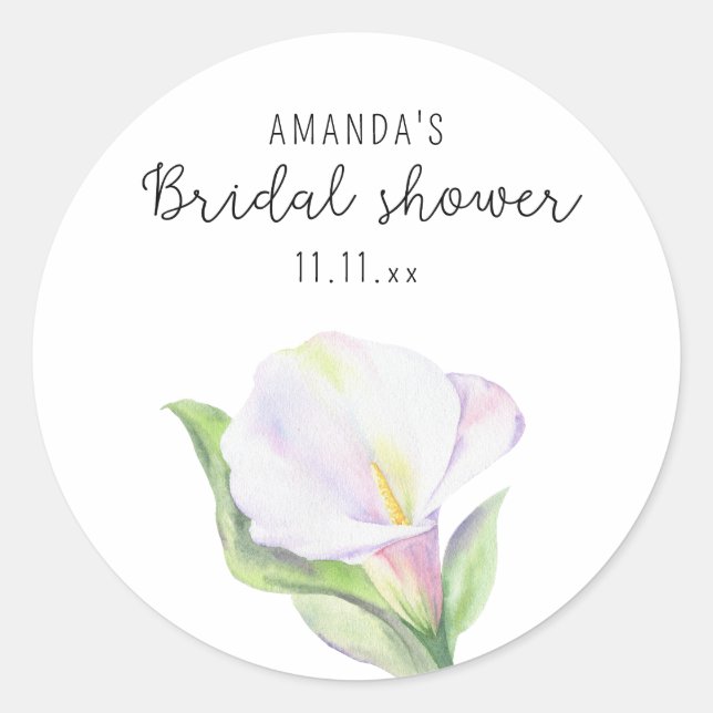 Pegatina Redonda Llamada blanca - baby shower nupcial  (Anverso)