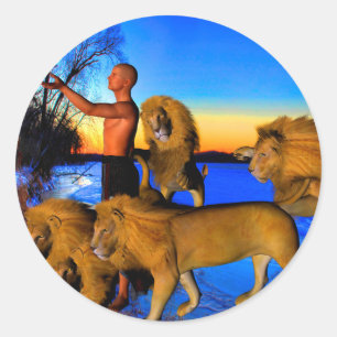 Pegatina Redonda Llamada de lo salvaje