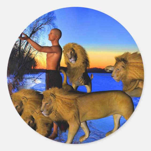 Pegatina Redonda Llamada de lo salvaje (Anverso)