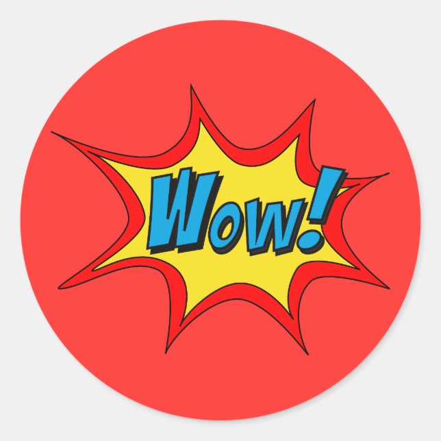 Pegatina Redonda Llamada de superhéroe Wow Recompensa a profesores (Anverso)