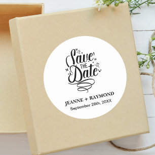Pegatina Redonda Llamada Romántica Caligrafía Boda Personalizada Fe