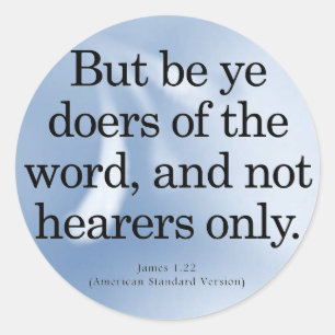 Pegatina Redonda Llamado a la acción James 1-22