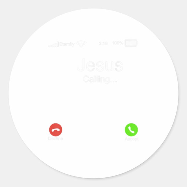 Pegatina Redonda Llamado de Jesús, un gráfico cristiano de moda (Anverso)