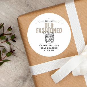 Pegatina Redonda Llámame Antiguo Fashion Retro White Whiskey Cumple