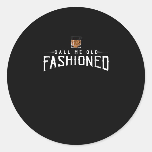 Pegatina Redonda Llámame Whiskey de moda antigua (Anverso)