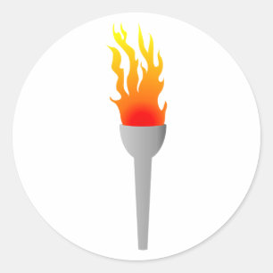 Pegatina Redonda Llamas antorcha de flames torch