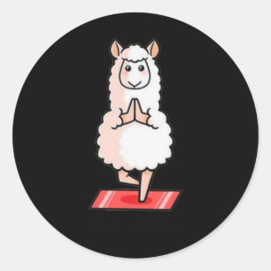 Pegatina Redonda Llamaste Llama Alpaca Yoga Ejercicio Fitness Gimna