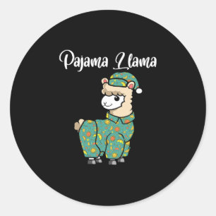 Pegatina Redonda Llamativo pijama de llama divertida cama tiempo pi