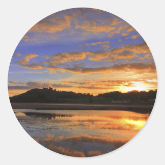 Pegatina Redonda Llanstephan Sunset