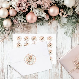 Pegatina Redonda Llanura de Personalizable floral rosa vintage