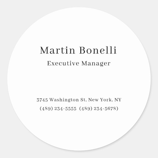 Pegatina Redonda Llanura mínima de moda en blanco y negro simple (Anverso)