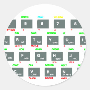 Pegatina Redonda Llaves de teclado del espectro de Sinclair ZX