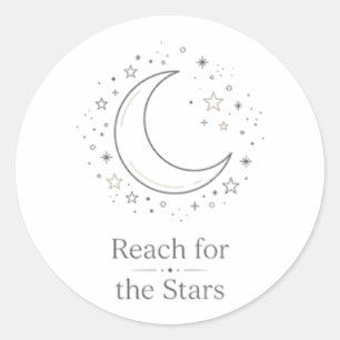 Pegatina Redonda Llega a las estrellas minimalista estética de luna