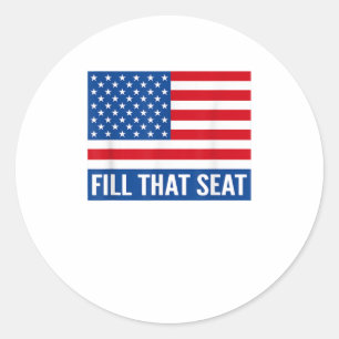 Pegatina Redonda Llena ese asiento Bandera de Estados Unidos Trump