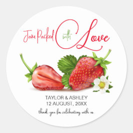 Pegatina Redonda Lleno de Amor Fresa Fruta | Boda