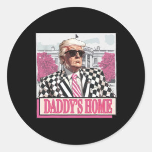 Pegatina Redonda Lleva a America Ck Daddy's Home Funny Pink Donald 