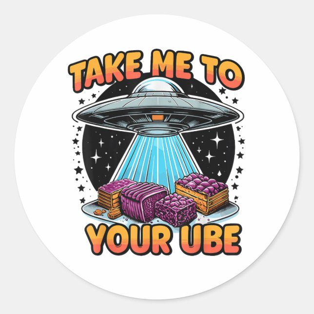 Pegatina Redonda Llévame a tu Ube (Anverso)