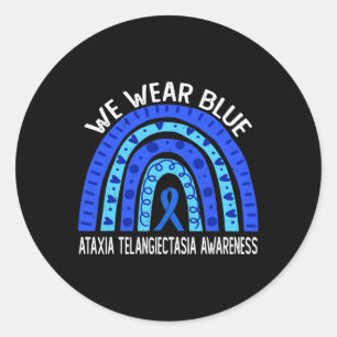 Pegatina Redonda Llevamos Arcoíris Azul por la Ataxia Telangiectasi