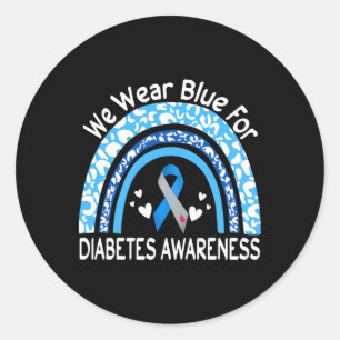Pegatina Redonda Llevamos Azul Para Conciencia De La Diabetes Leopa