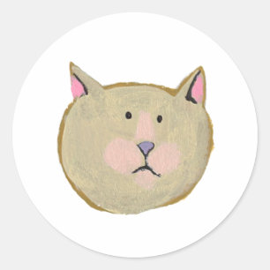 Pegatina Redonda Lleve el pájaro humano de los pescados del conejo