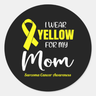 Pegatina Redonda Llevo Amarillo Por Mi Mamá Para Awaren Por El Cánc