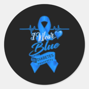 Pegatina Redonda Llevo Azul Para La Conciencia De La Diabetes Gráfi