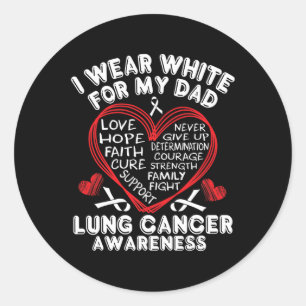 Pegatina Redonda Llevo Blanco Para Mi Papá Los Awarenes Del Cáncer