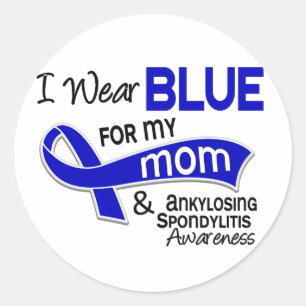 Pegatina Redonda Llevo el azul para mi mamá 42 Spondylitis