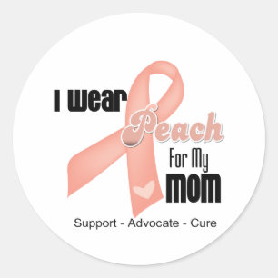 Pegatina Redonda Llevo el melocotón para mi mamá - cáncer uterin